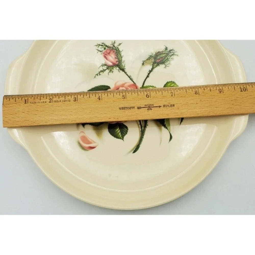 Universal Potteries 1950-59 Ballerina Pink Moss Rose Plate &‎ Round Platter USA